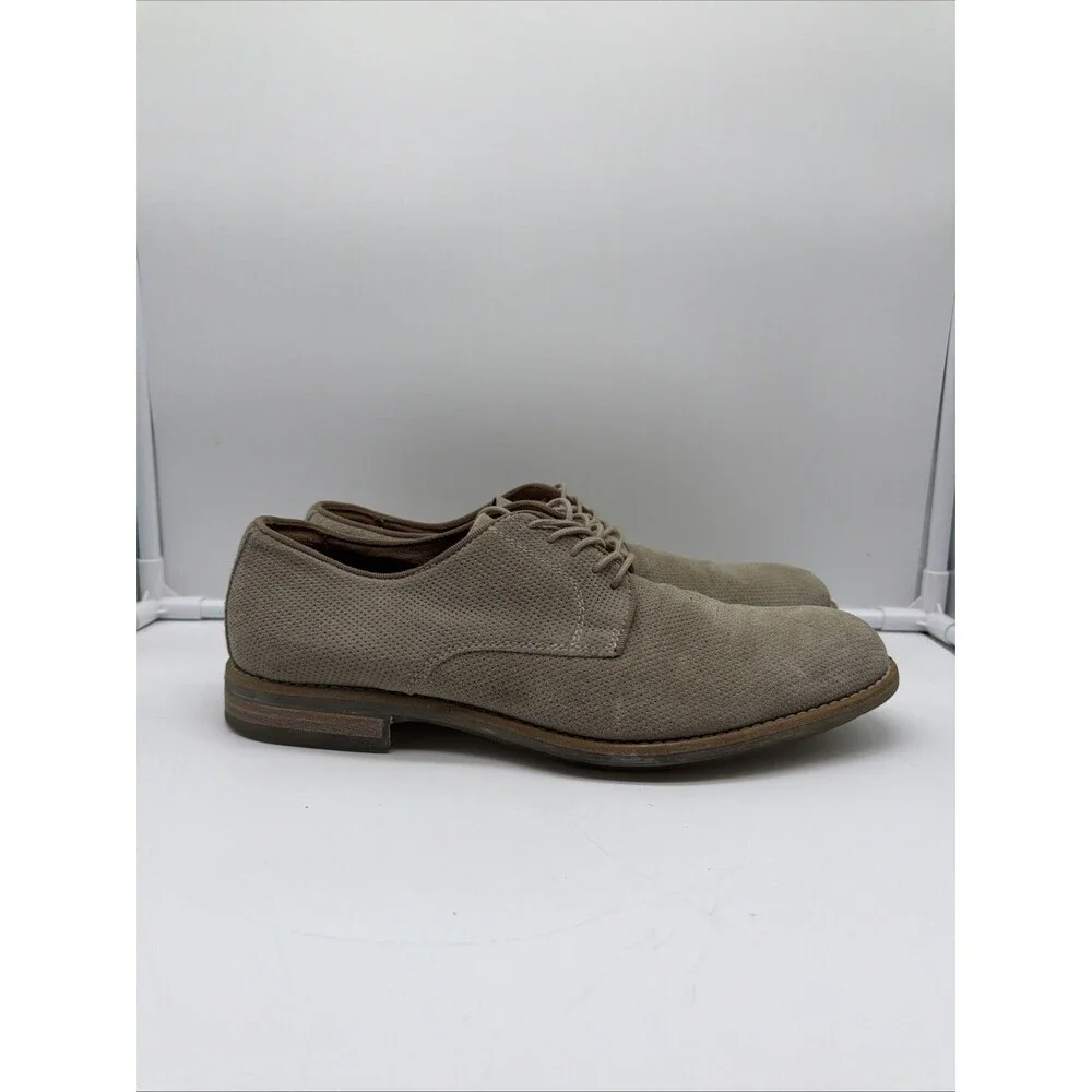 Saks 5th Avenue “Blue” Men’s Taupe Suede Textured Leather Shoes Size 9 1/2 M